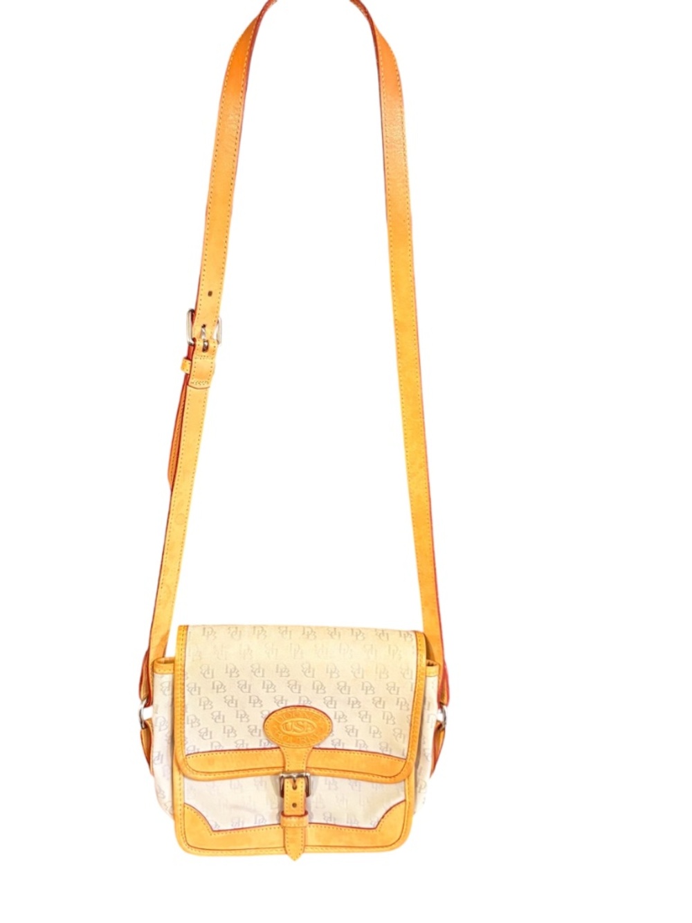 Dooney & Bourke Leather and Canvas Crossbody Signature Logo Bag Vintage Beige - Picture 4 of 12